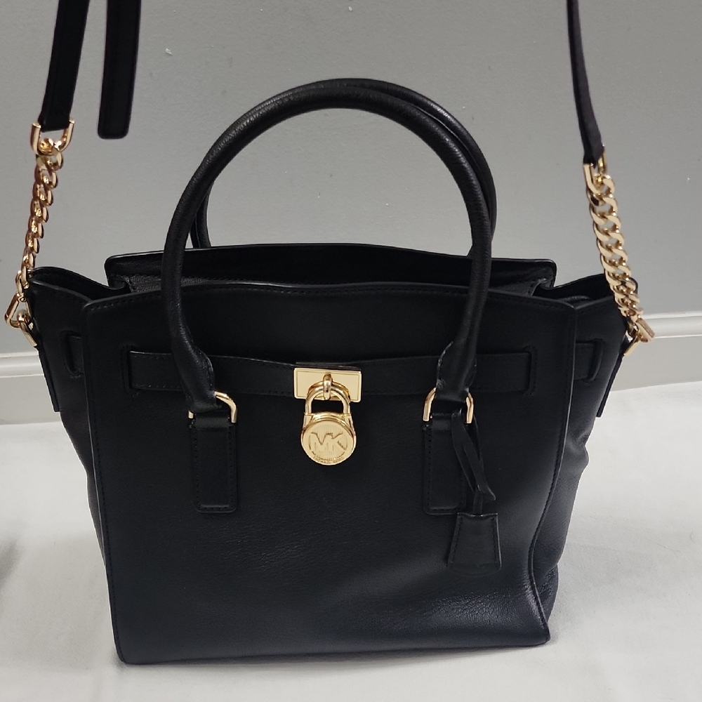Michael Kors Black Satchel with Gold Accents